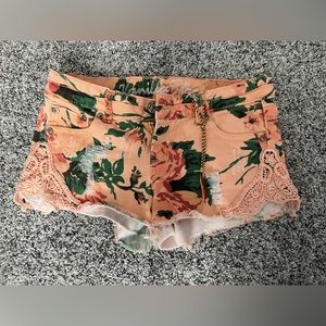Peach floral shorts